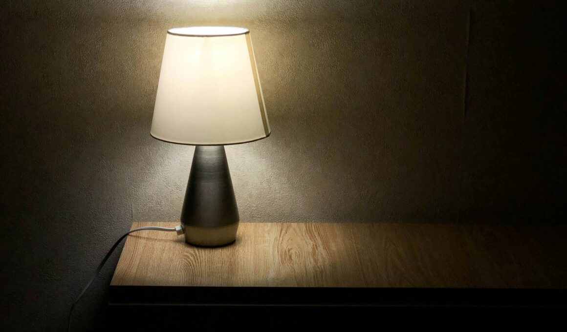 white table lamp on brown wooden table